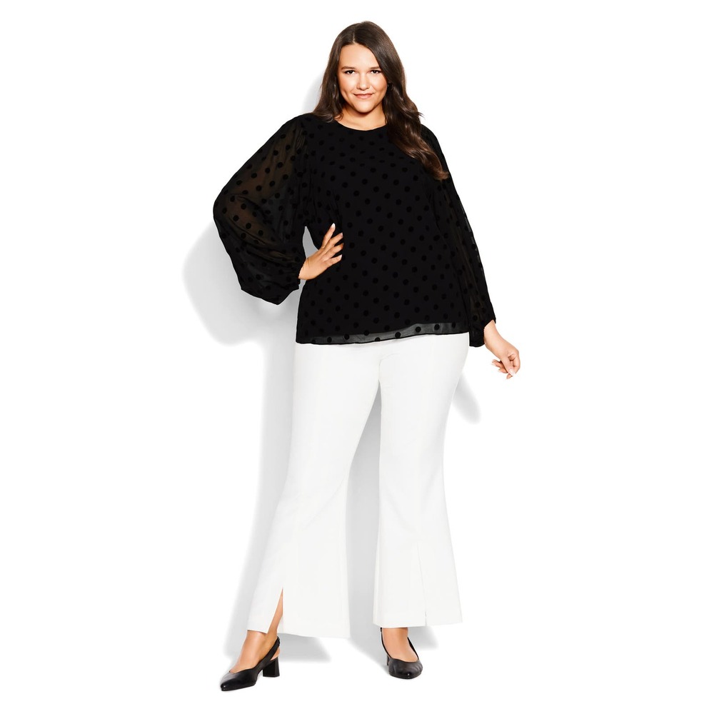 City Chic Zoe Top in Black Polka Dots Size XL/22 - Picture 2 of 8